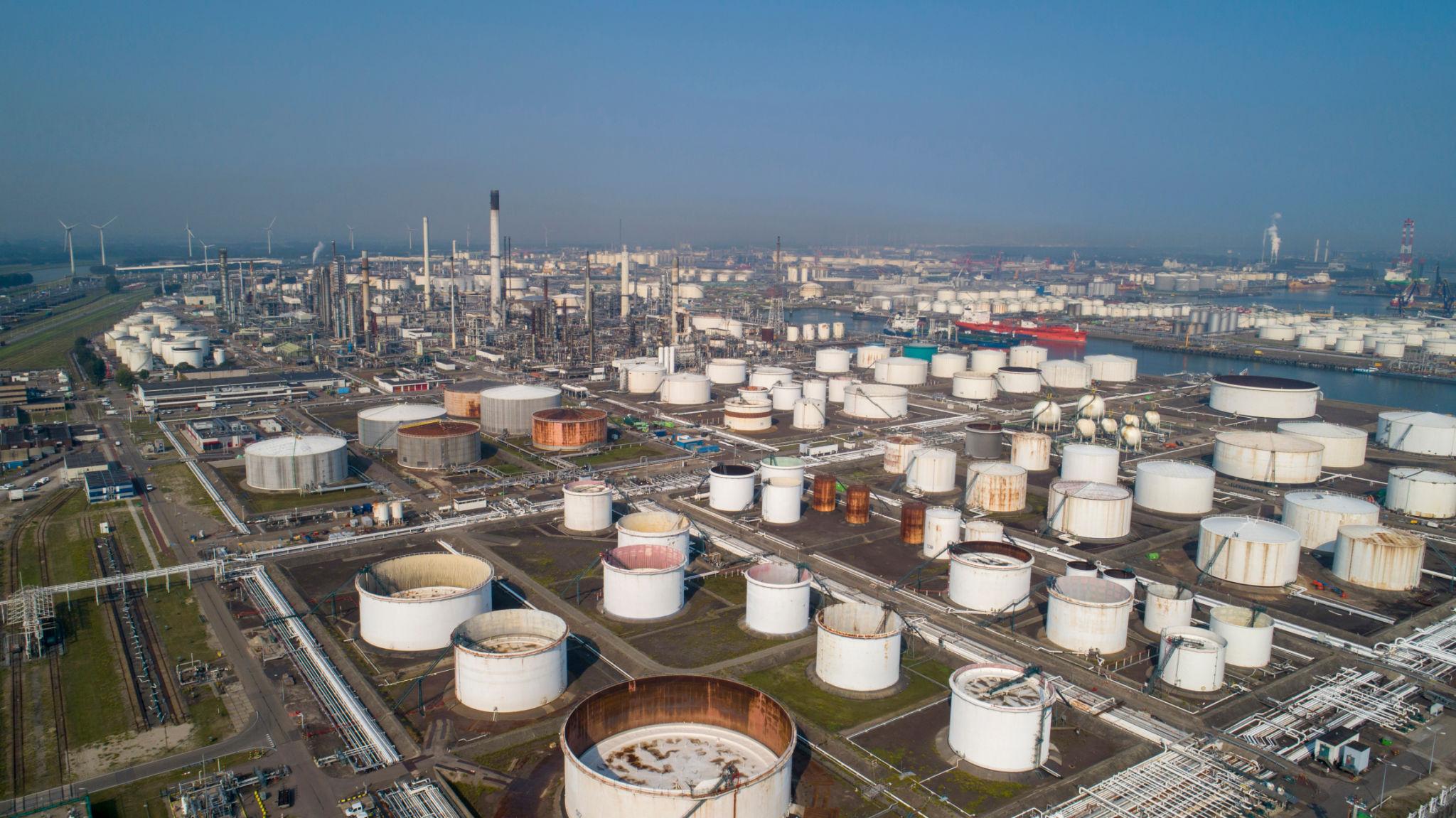 Oil refinery night
